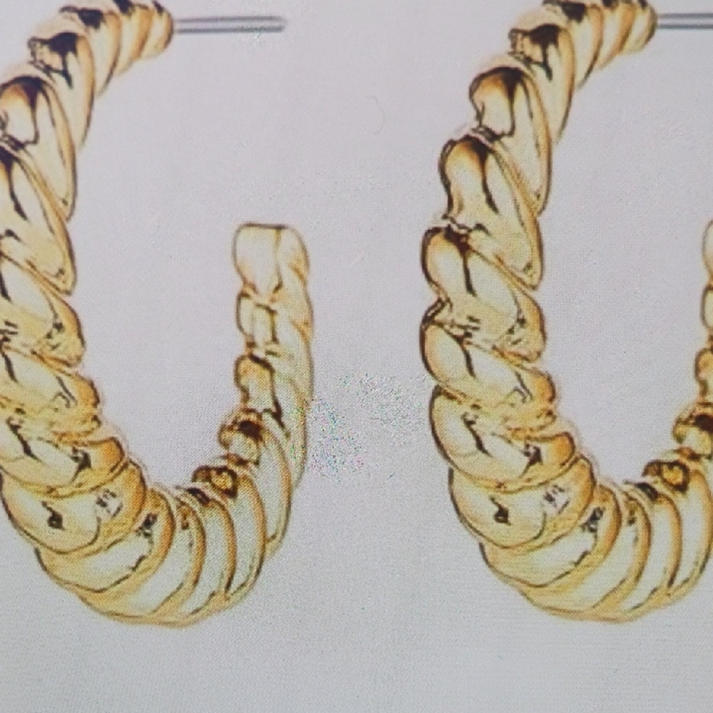 Gold Twisted Hoop Earrings - Women Jewelry